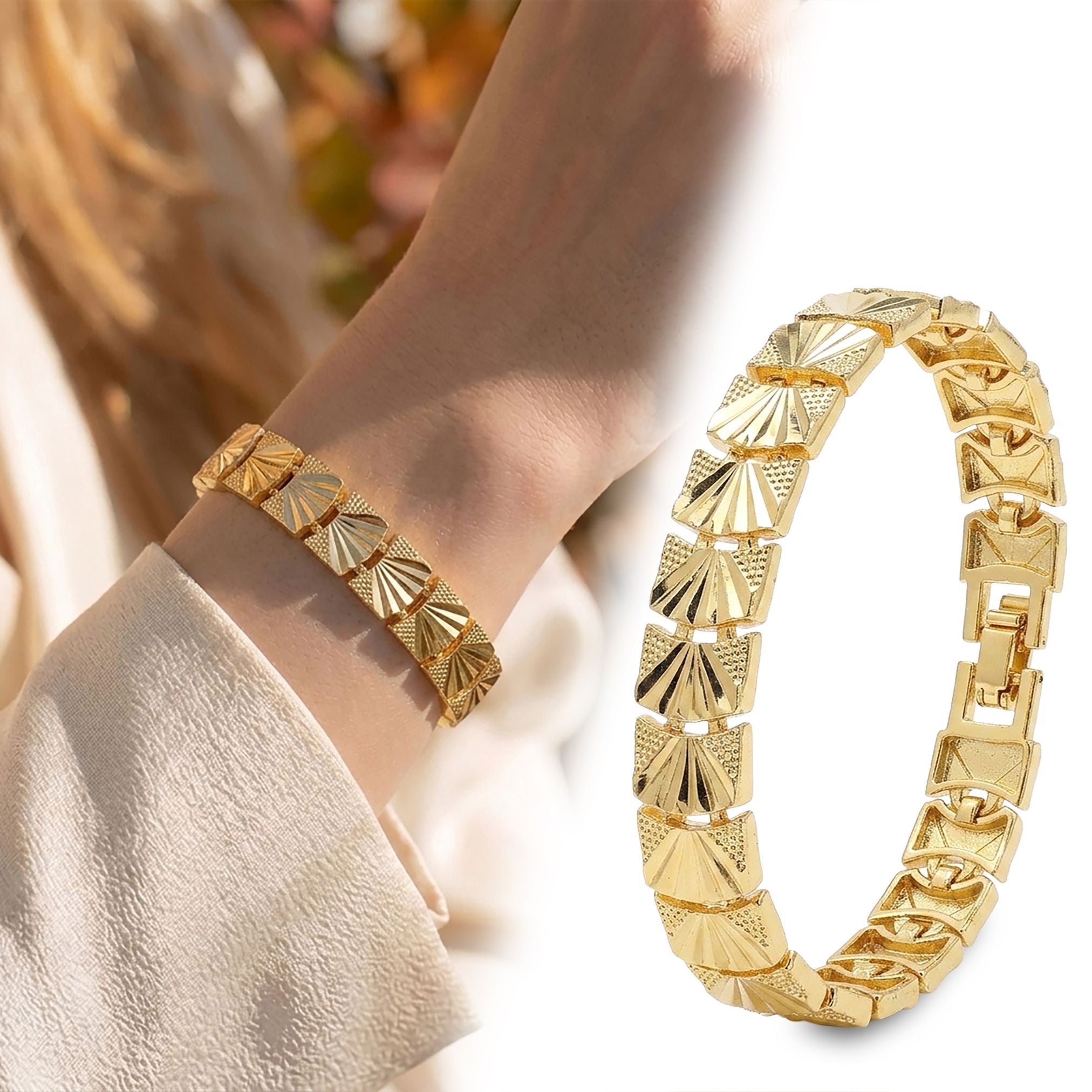 Takı Pusulası Solara 24K Gold Kaplama 8 mm Kadın Bileklik 4174KBV5D10
