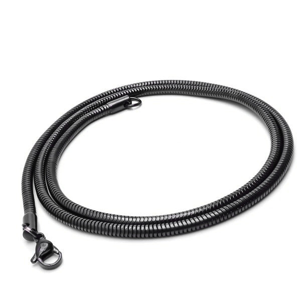Takı Pusulası Spiral Çelik Kolye 3mm - Siyah 4174CEK048