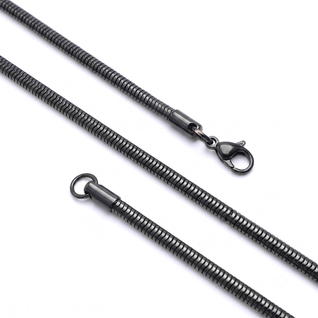 Takı Pusulası Spiral Erkek Çelik Kolye 3mm 55cm Siyah 4174ECK019