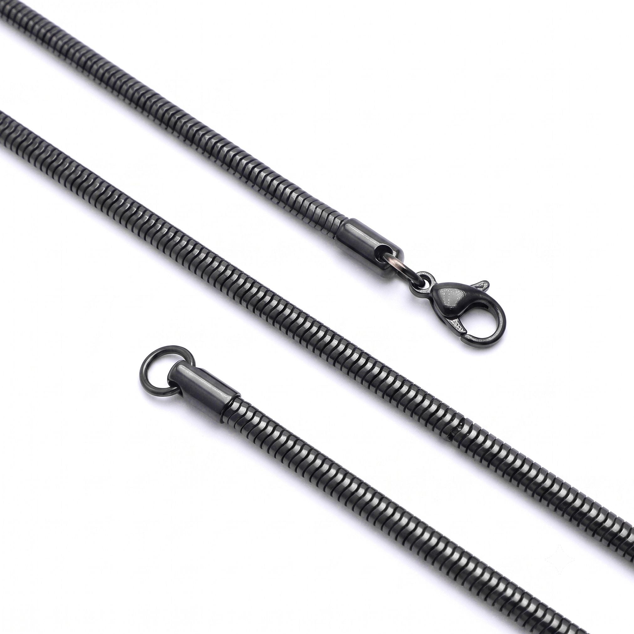 Takı Pusulası Spiral Erkek Çelik Kolye 3mm 55cm Siyah 4174ECK019