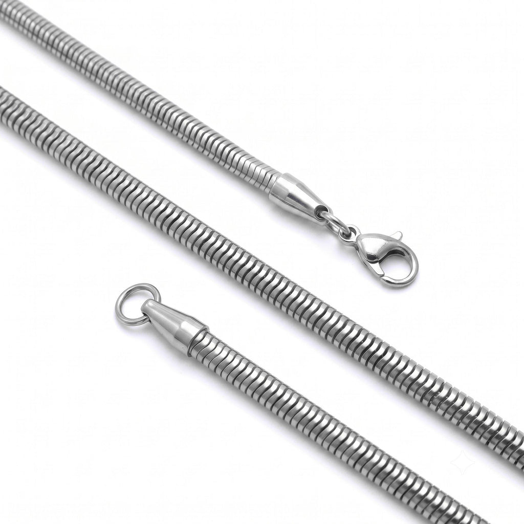 Takı Pusulası Spiral Erkek Çelik Kolye 4mm 55cm Gümüş 4174ECK032