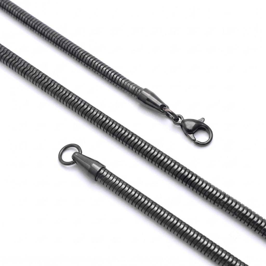 Takı Pusulası Spiral Erkek Çelik Kolye 4mm 55cm Siyah 4174ECK023