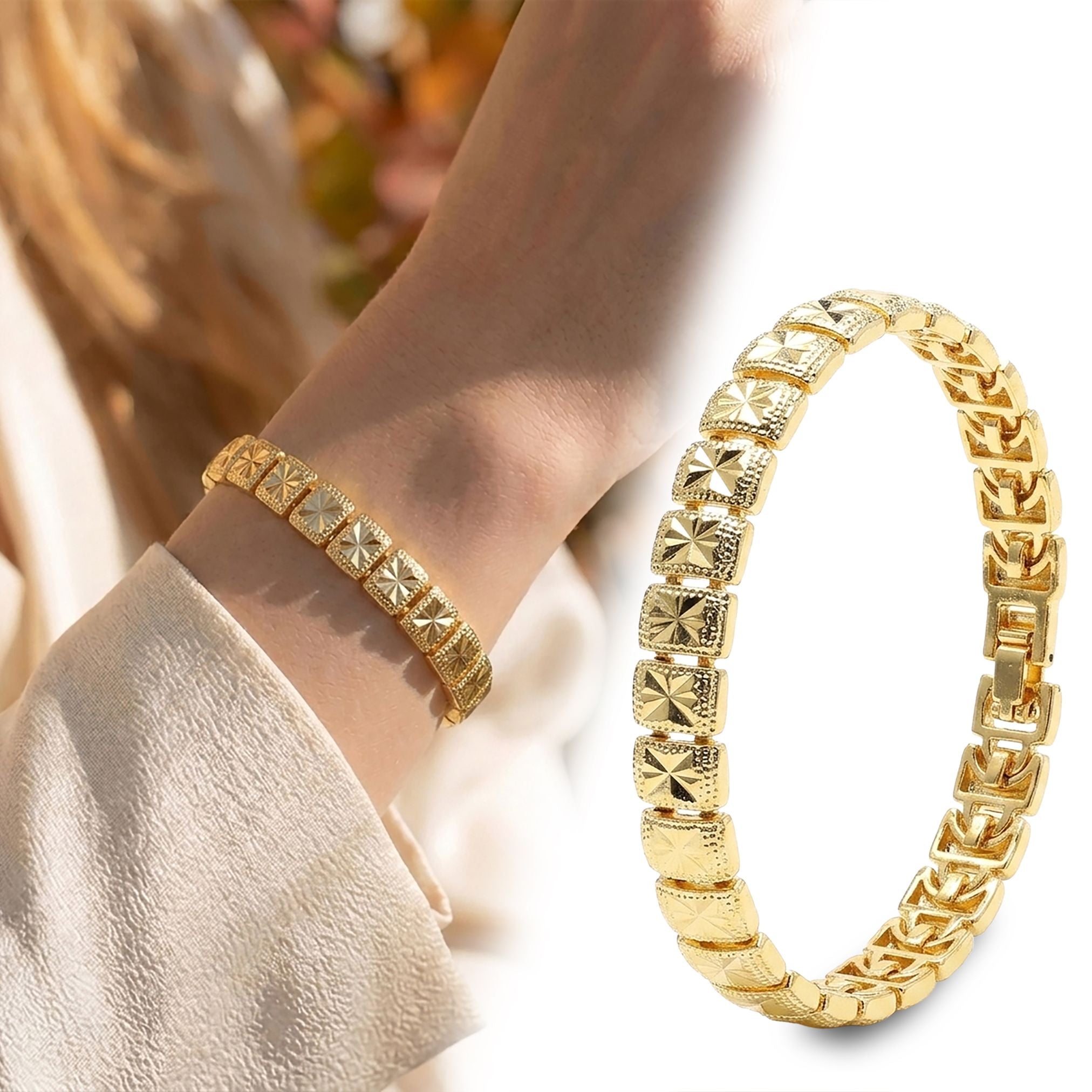 Takı Pusulası Stella 24K Gold Kaplama 8 mm Kadın Bileklik 4174KBV5D1