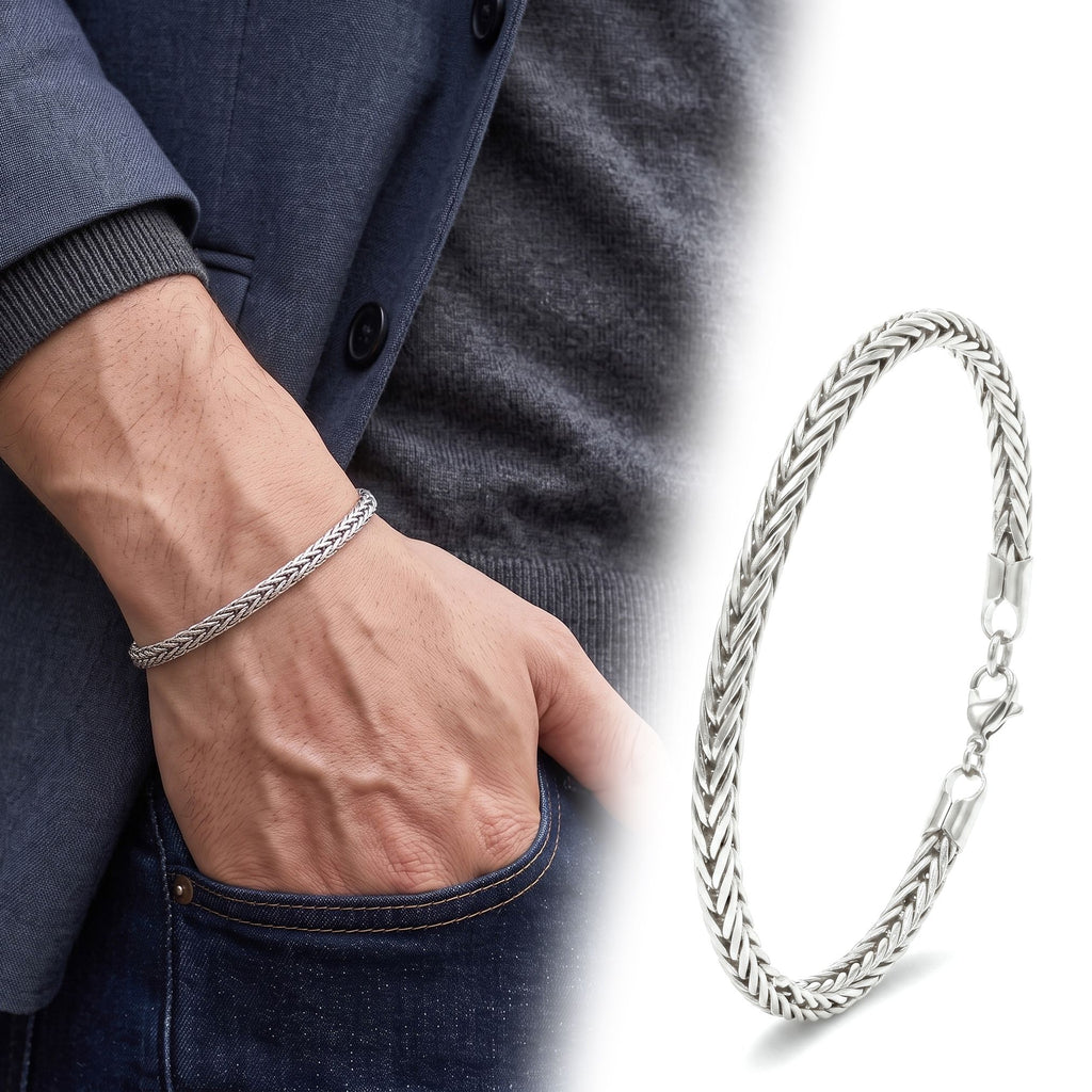 Takı Pusulası Tilki Kuyruğu Çelik Zincir Bileklik 4mm Köşeli 4174CZB2D2